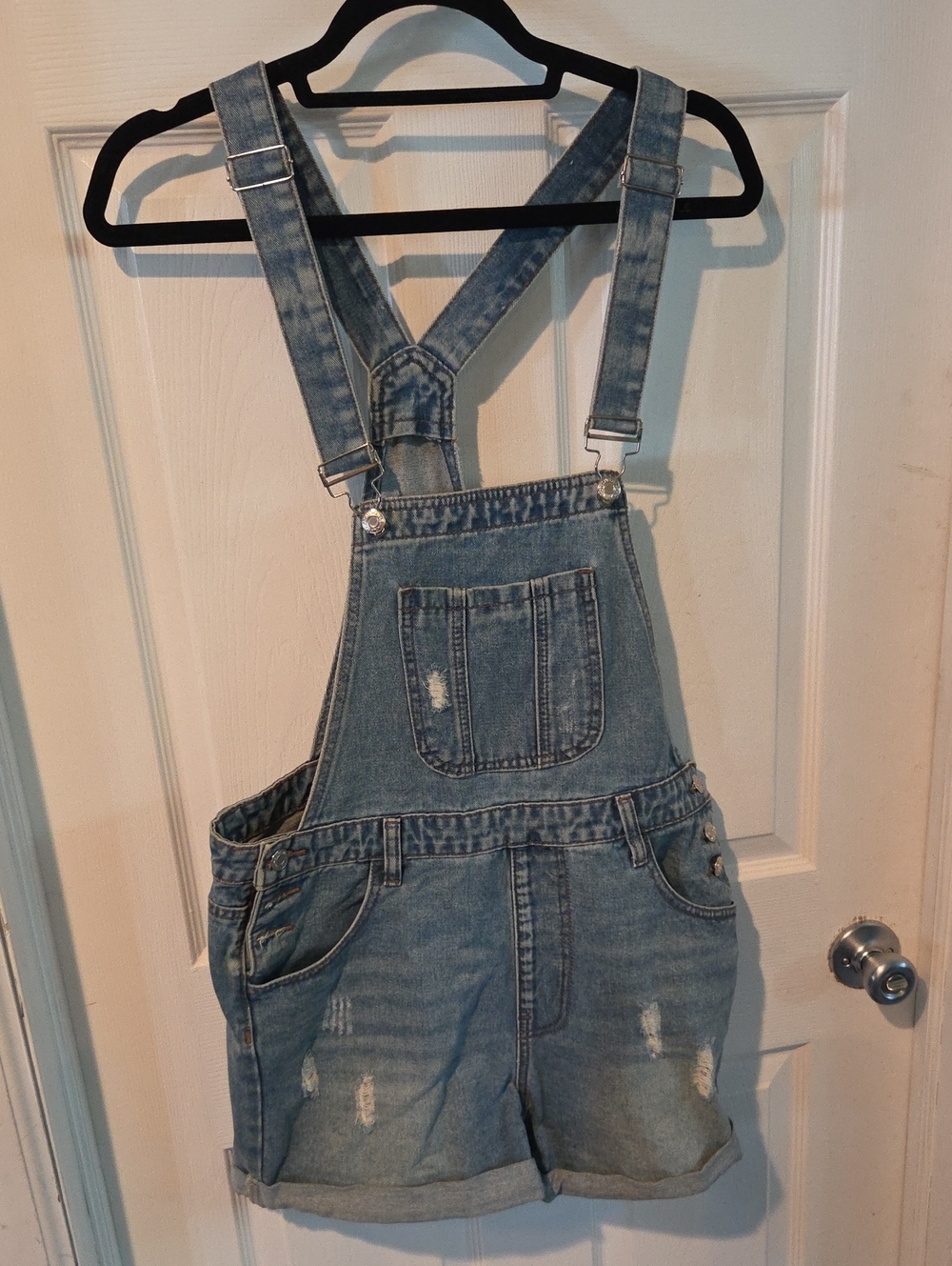 Light Wash Denim Short Overalls
